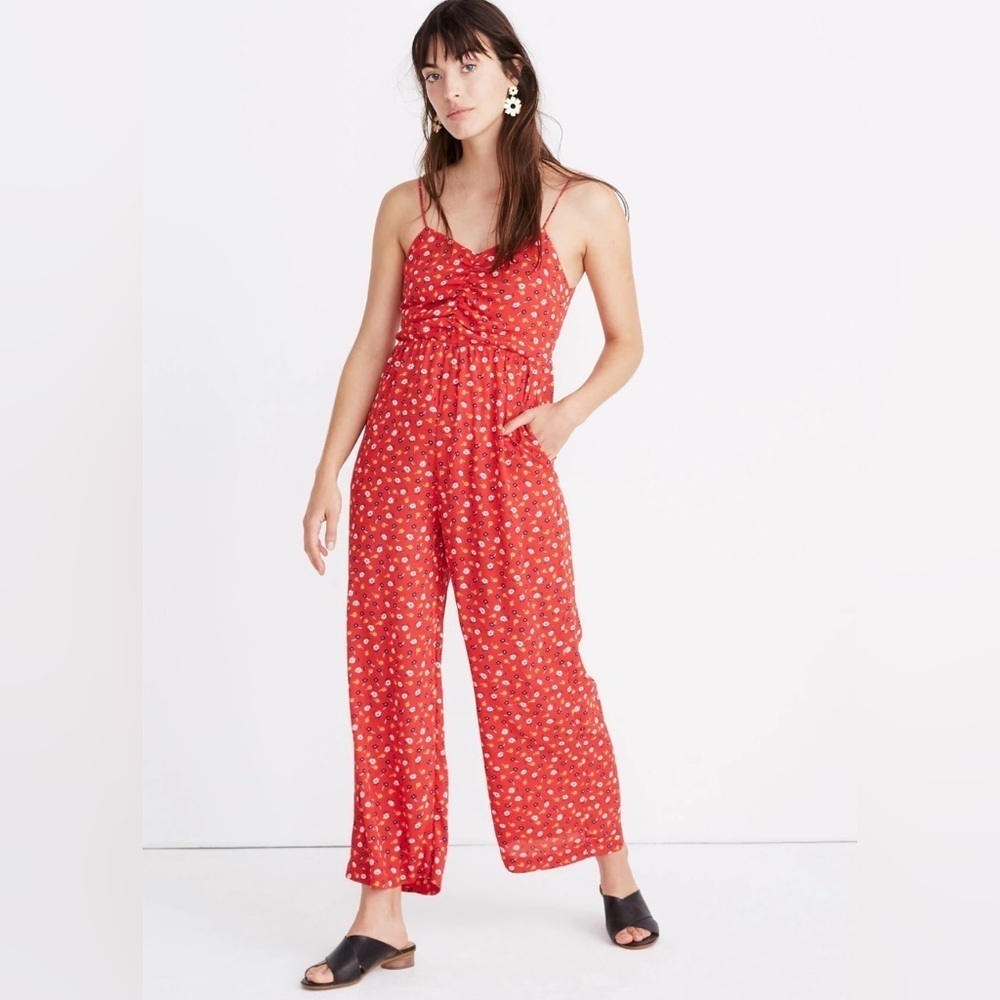 Madewell Ruched Wide-Leg Jumpsuit in Prairie Posies Size 0 - Picture 2 of 9